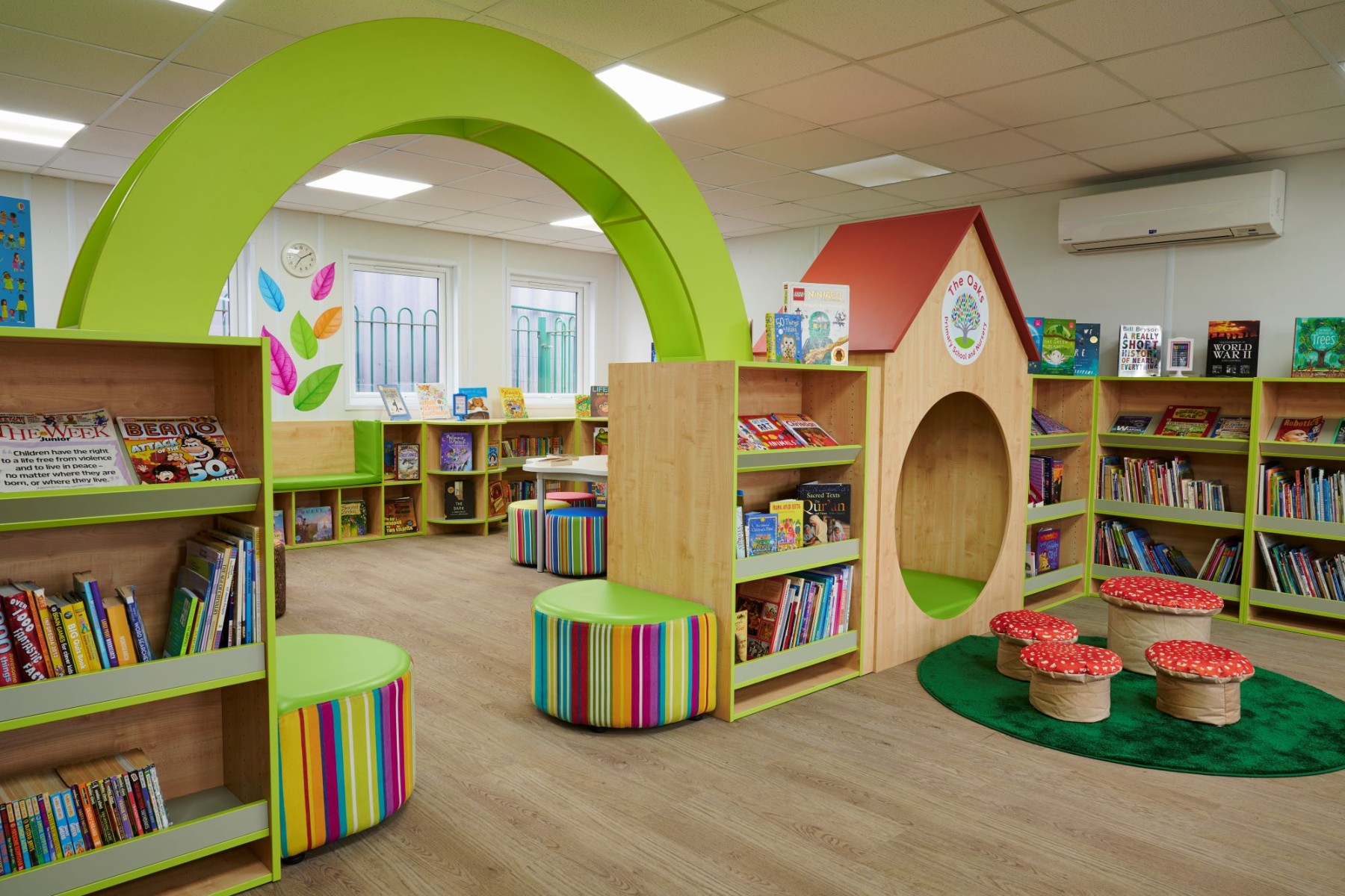 School interior design for libraries | bookcases for schools