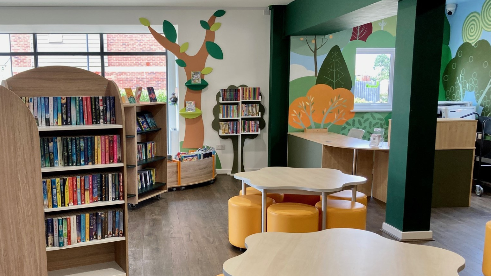 New children's reading corner created with bespoke library furniture